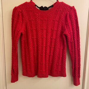 Ann Taylor LOFT Red Bobble Tie Back Sweater Petites XXSP